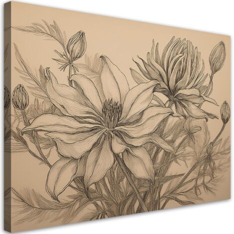 Tableau déco Fleurs Plantes Beige 90x60