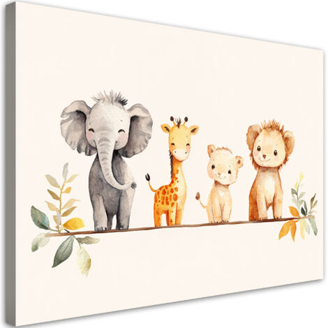 Tableau déco Animaux africains colorés en beige 60x40 (1/5)