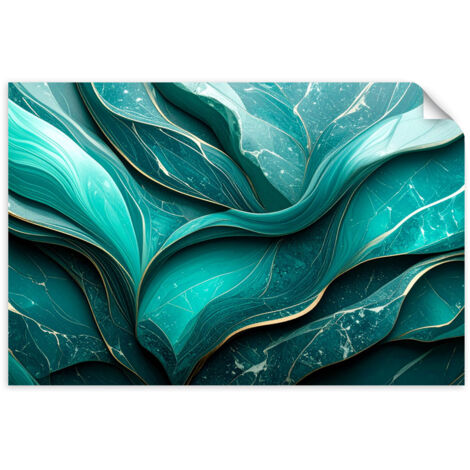 Poster autocollant Marbre Turquoise Abstraction 150x100 (1/3)