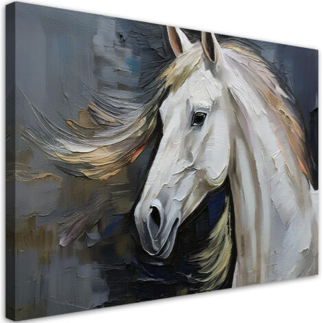 Tableau déco Cheval peint en blanc 60x40 (1/5)