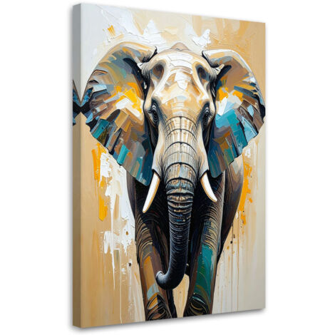 Tableau déco Éléphant imitation peinture à l'huile 70x100 (1/4)
