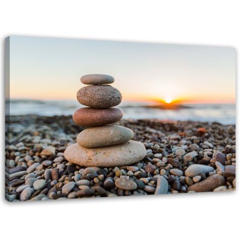 Tableau sur toile, Pierres zen sur la plage - 100x70 (1/5)
