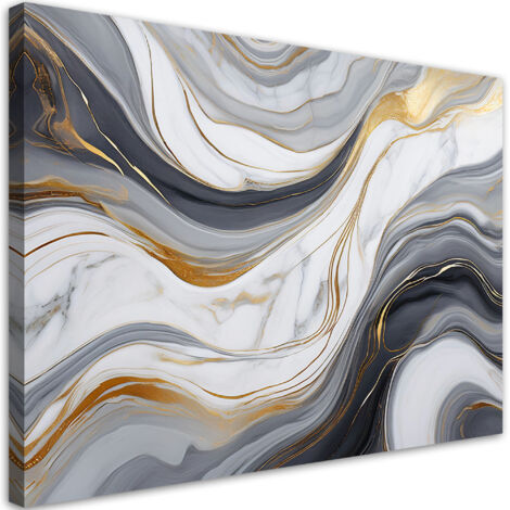 Tableau déco Marbre gris blanc avec or 100x70 (1/5)