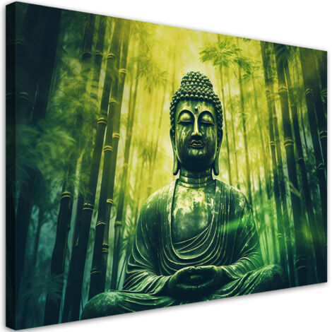 Tableau sur toile Bouddha et bambous zen 100x70 (1/5)
