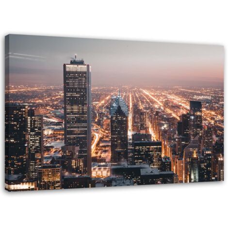 Tableau sur toile Gratte-ciel ville nuit 90x60 (1/5)