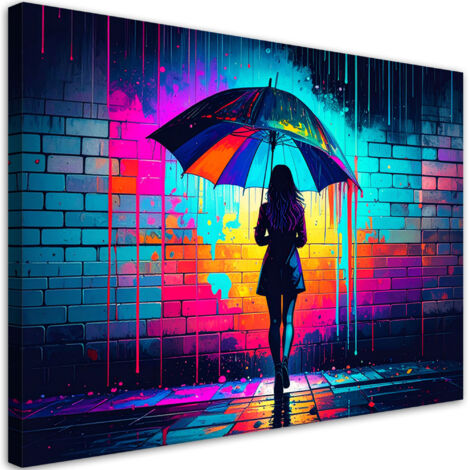 Tableau déco Fille avec un parapluie graffiti 60x40 (1/4)
