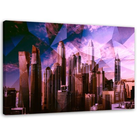 Tableau sur toile Ville géométrique violette 60x40 (1/5)