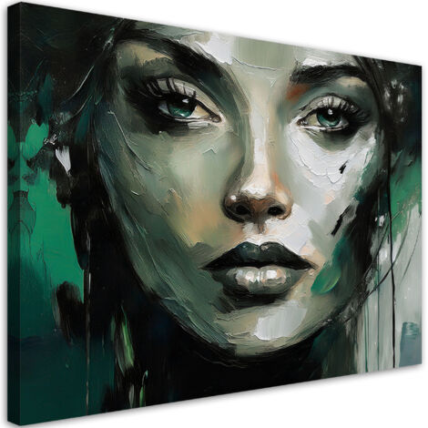 Tableau déco Femme abstraction verte 90x60 (1/5)