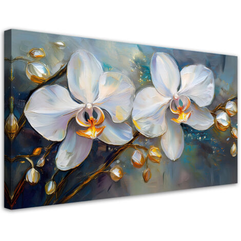 Tableau déco Orchidées Fleurs blanches 80x40 (1/5)