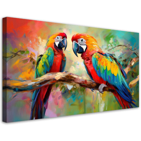 Tableau déco Perroquets Oiseaux Animaux Coloré 80x40 (1/5)