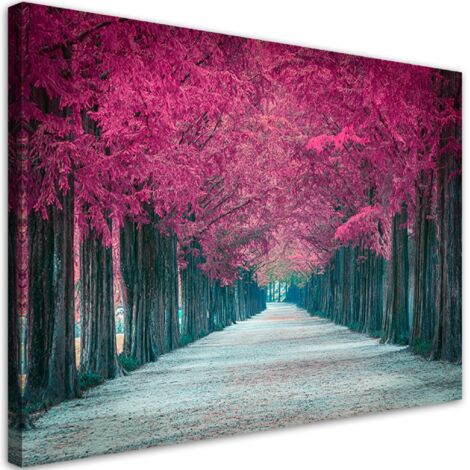 Tableau sur toile Avenue des arbres roses 100x70 (1/5)