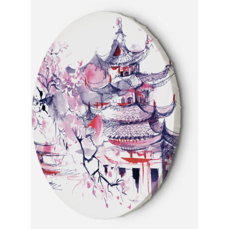 Tableau sur toile Image circulaire Aquarelle Japon 40x40 (1/5)