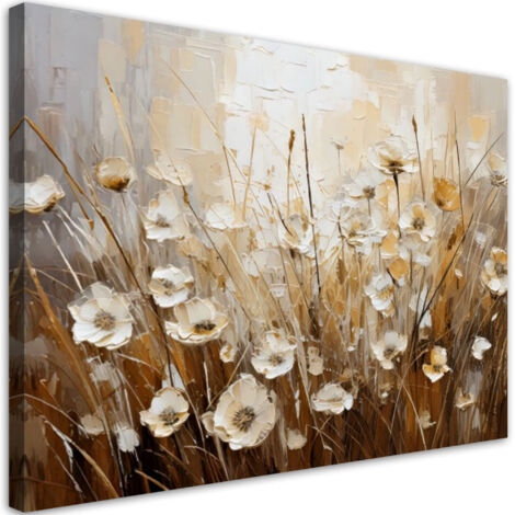 Tableau déco Fleurs beiges des champs Abstraction 60x40 (1/5)