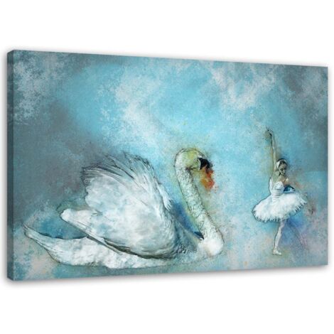 Tableau sur toile Cygne Ballerine Turquoise 60x40 (1/5)