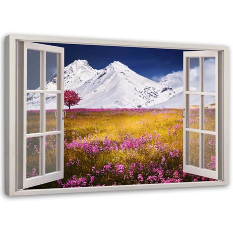 Cadre déco Fenêtre sur la montagne 90x60 (1/5)
