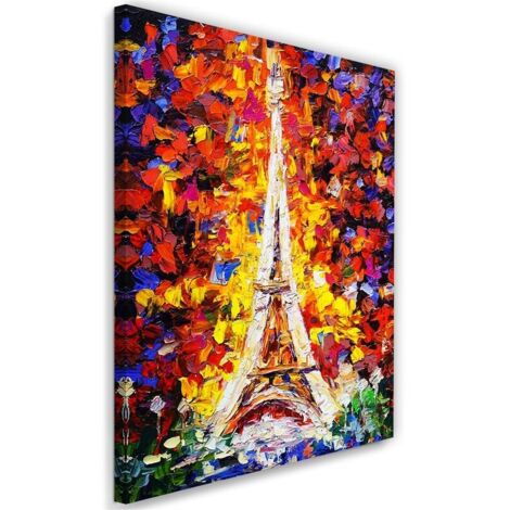Tableau sur toile Peinture colorée Paris Tour Eiffel 40x60 (1/5)