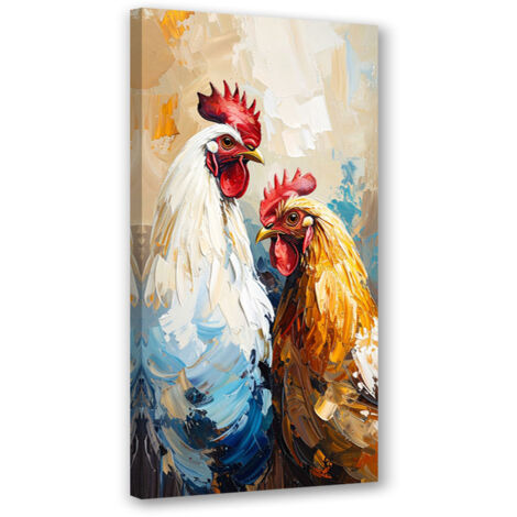 Tableau déco Poule coq oiseau animal 40x80 (1/4)