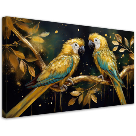 Tableau déco Perroquets Oiseaux d'or 100x50 (1/5)