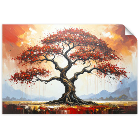 Poster autocollant Arbre de vie rouge Paysage 60x40 (1/3)