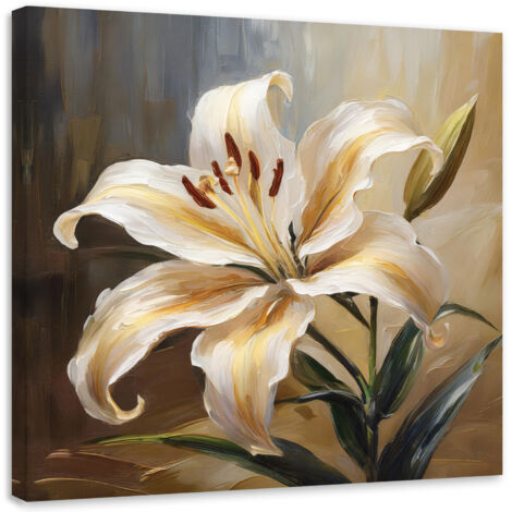 Tableau déco Fleur de lys peinte 40x40 (1/5)