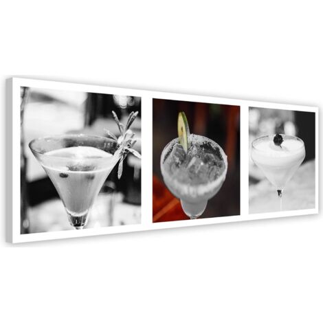 Cadre déco Cocktail noir et blanc Panorama 90x30 (1/5)