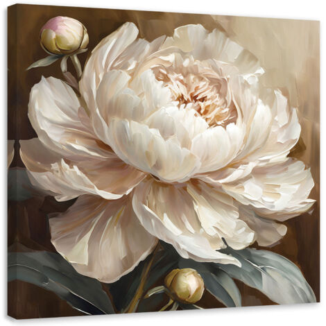 Tableau sur toile Tableau sur toile Pivoine peinte en beige 30x30 (1/5)