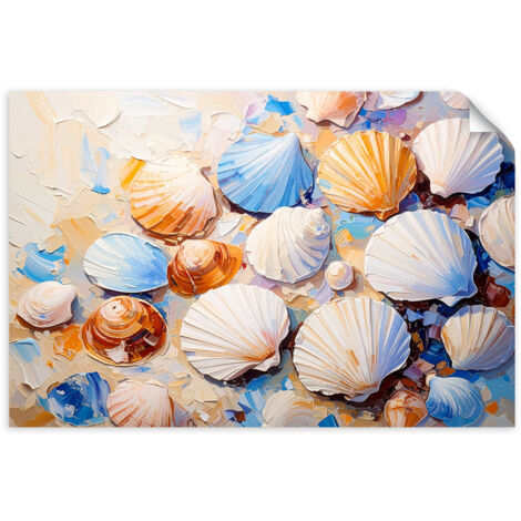Poster autocollant Coquillages Plage Sable comme une peinture 90x60 (1/3)