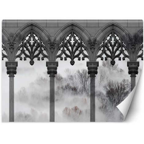Papier peint Arbres Colonnes de brume Noir Blanc 150x105 (1/5)
