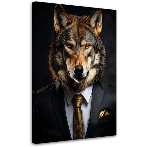 Tableau déco Loup Animaux en costume 40x60 (1/5)