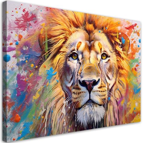 Tableau déco Lion Abstraction Aquarelle AI 100x70 (1/5)