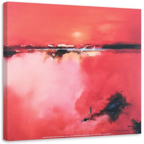 Tableau sur toile Rouge Abstraction Aquarelle 60x60 (1/5)