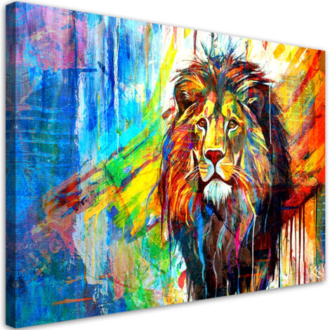 Tableau sur toile Tableau sur toile Abstraction animaux lion 90x60 (1/5)