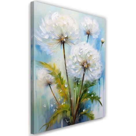 Tableau déco Fleurs de sarbacane sur fond turquoise 70x100 (1/5)