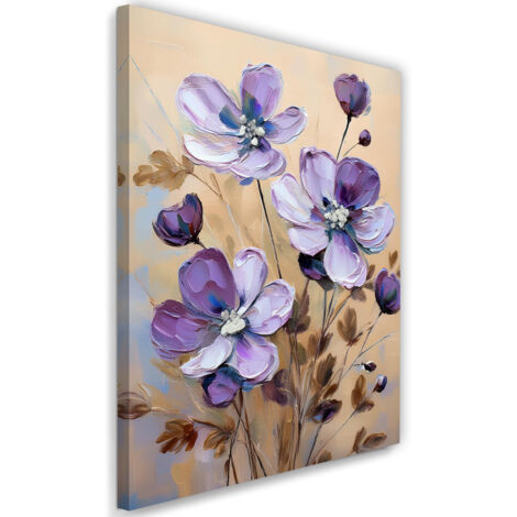 Tableau déco Fleurs botaniques violettes 60x90 (1/5)