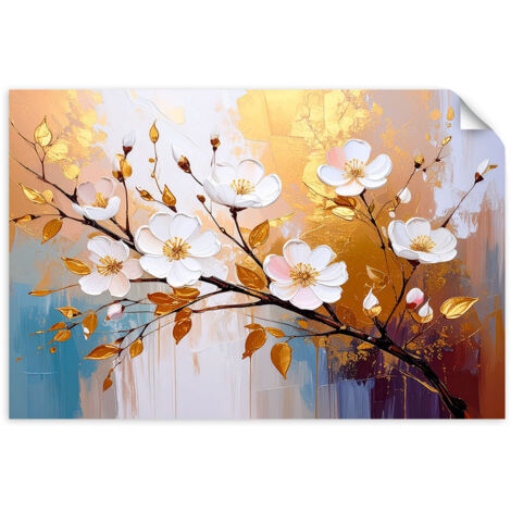 Poster autocollant Fleurs Brindilles Lueur dorée 30x20 (1/3)