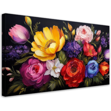Tableau déco Bouquet de fleurs colorées 100x50 (1/5)