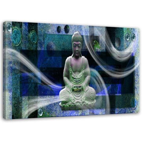 Cadre déco Bouddha Feng Shui Bleu 60x40 (1/5)