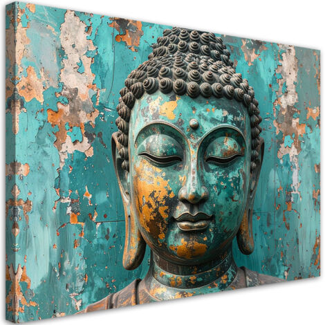 Tableau déco Bouddha turquoise Zen Spa Méditation 60x40 (1/4)