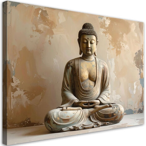 Tableau déco Bouddha Zen Spa sur fond beige 60x40 (1/4)