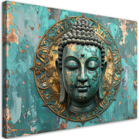 Tableau déco Bouddha turquoise Zen Spa Orient 90x60 (1/4)