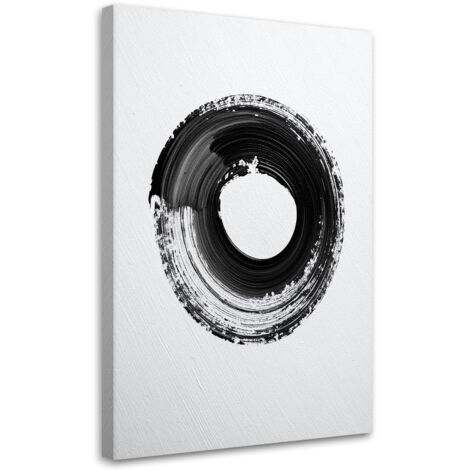Tableau déco Abstraction imitation peinture cercle noir et blanc 40x60 (1/4)