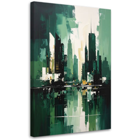 Tableau déco Gratte ciel Architecture urbaine Vert 60x90 (1/4)