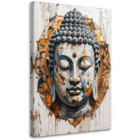 Tableau déco Tête de Bouddha Zen Spa Orient en beige 40x60 (1/4)