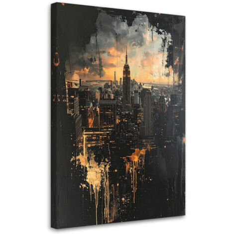 Tableau déco Skyline de New York rétro ville vintage 70x100 (1/4)