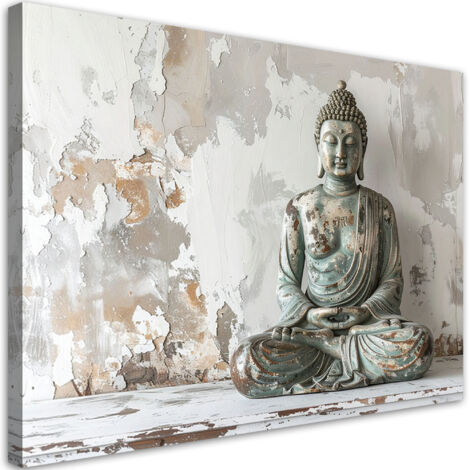 Tableau déco Bouddha Zen Spa sur fond gris 60x40 (1/4)