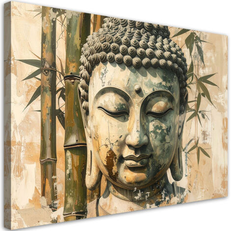 Tableau déco Bouddha Zen Spa bambou oriental 60x40 (1/4)