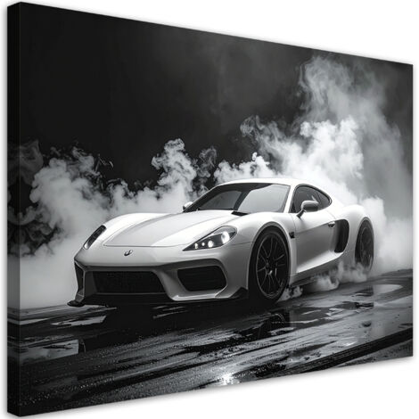 Tableau déco Voiture de sport blanche 90x60 (1/4)