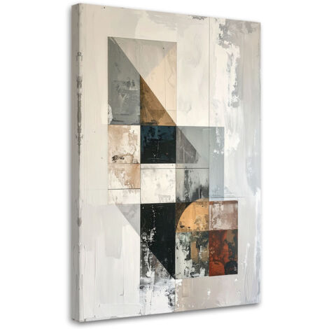 Tableau déco Abstraction géométrique moderne dans des tons beiges 40x60 (1/4)
