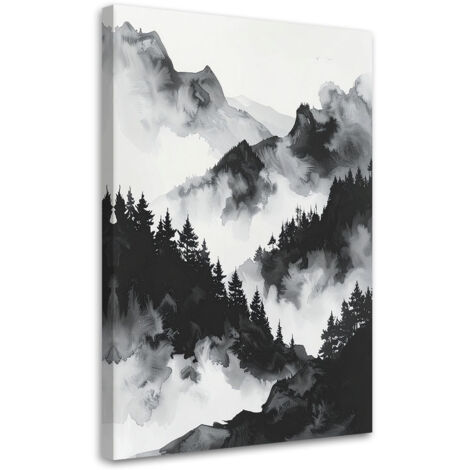 Tableau déco Montagnes dans le brouillard 70x100 (1/4)