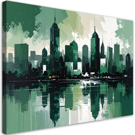 Tableau déco Bâtiments urbains modernes vert 90x60 (1/4)